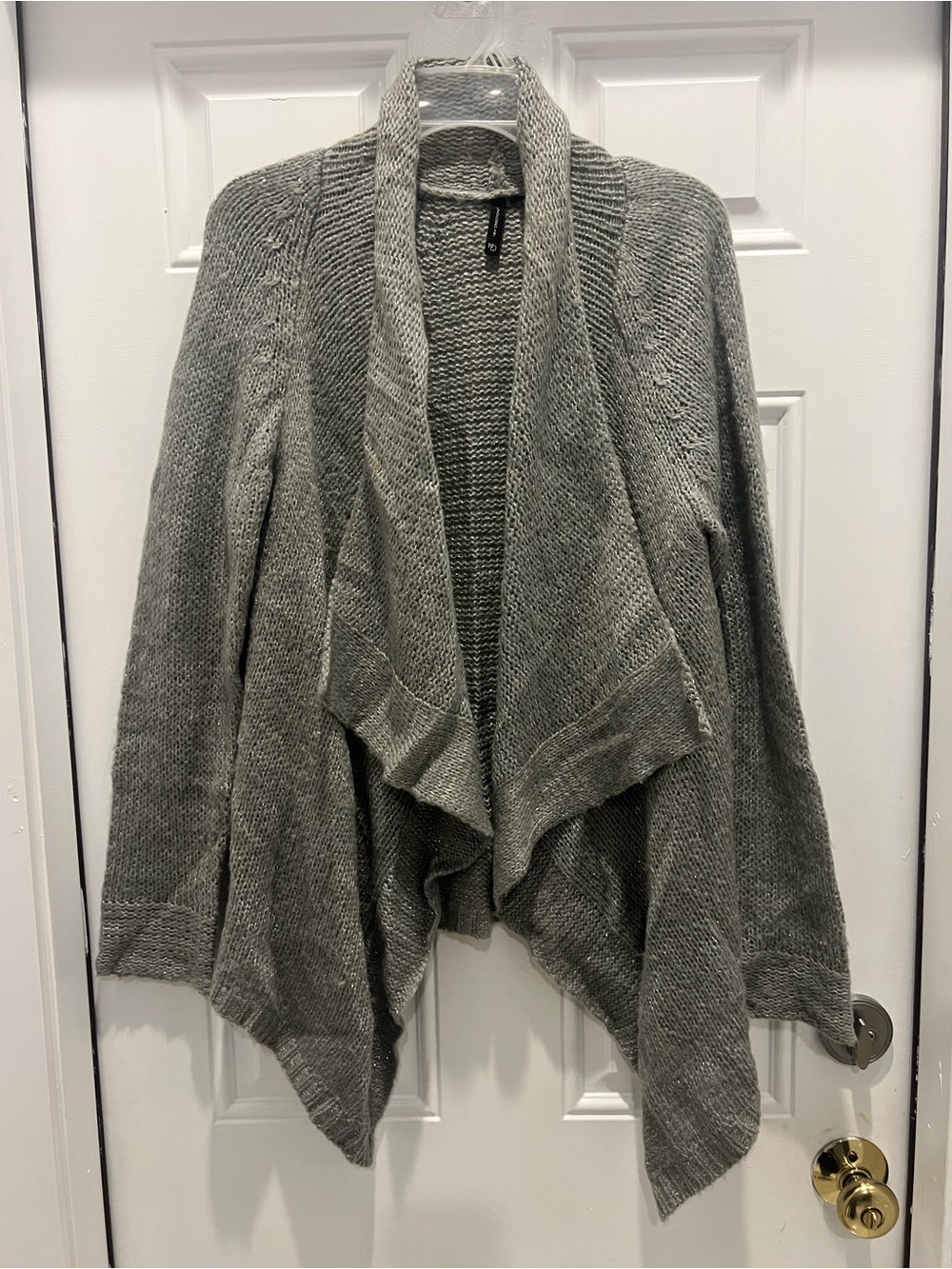 New Directions Shawl Open Cardigan Grey/Silver Women Size XL Long Sleeve #836